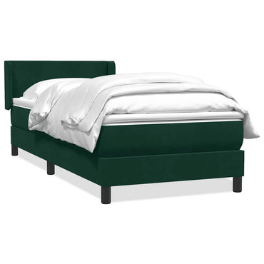 vidaXL Boxspringbett mit Matratze Dunkelgrün 100x220 cm Samt