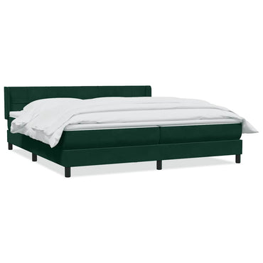 vidaXL Boxspringbett mit Matratze Dunkelgrün 180x210 cm Samt