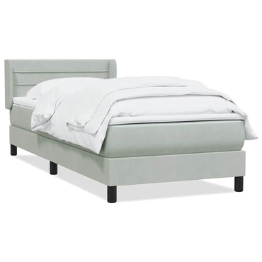vidaXL Boxspringbett mit Matratze Hellgrau 100x210 cm Samt