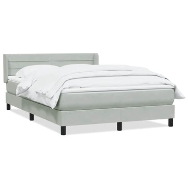 vidaXL Boxspringbett mit Matratze Hellgrau 140x210 cm Samt