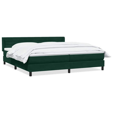 vidaXL Boxspringbett mit Matratze Dunkelgrün 180x210 cm Samt