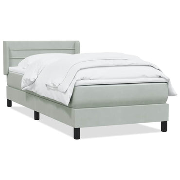 vidaXL Boxspringbett mit Matratze Hellgrau 100x220 cm Samt