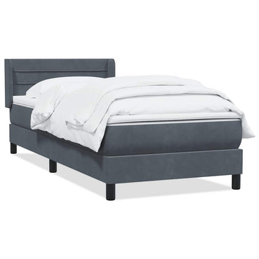 vidaXL Boxspringbett mit Matratze Dunkelgrau 100x220 cm Samt