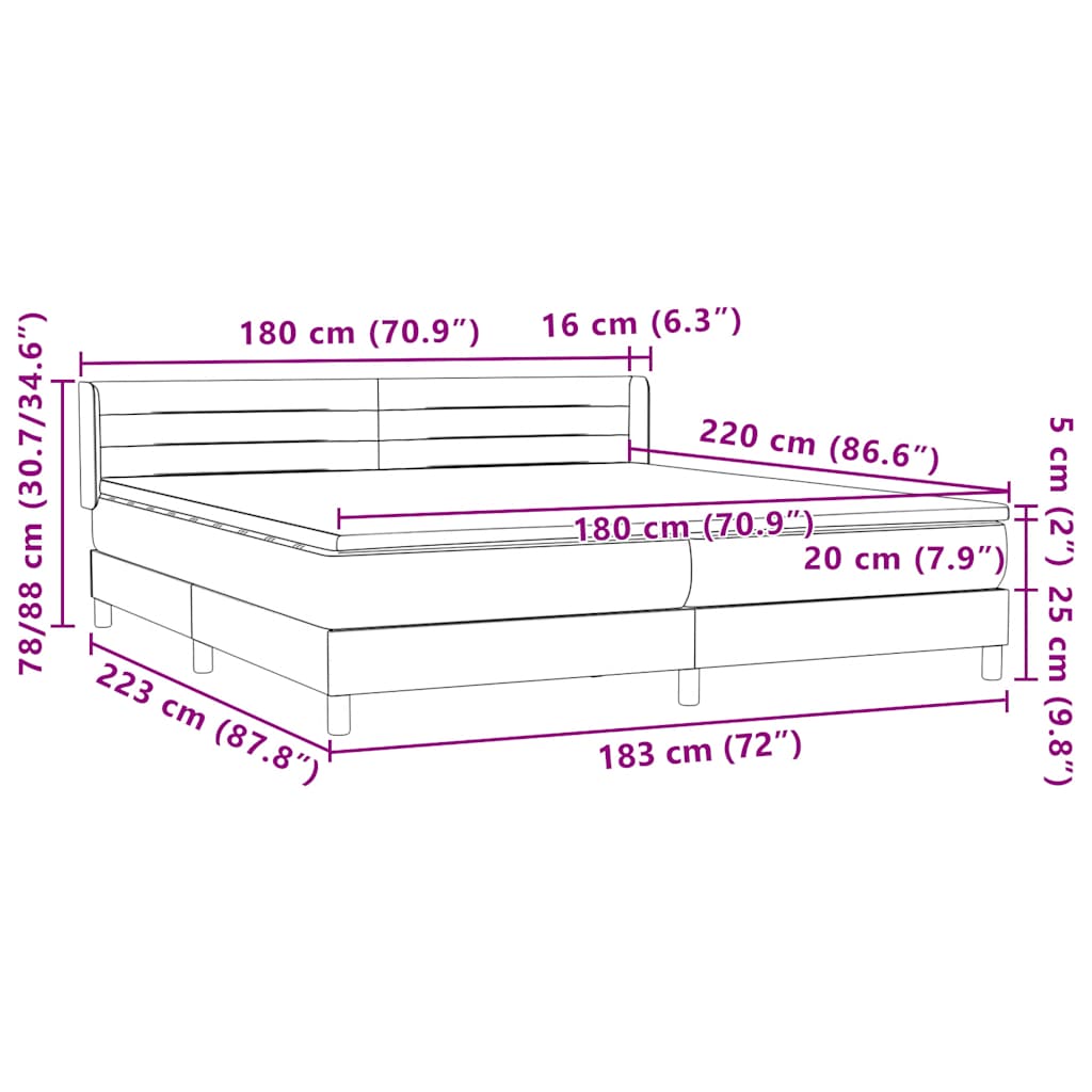 vidaXL Boxspringbett mit Matratze Rosa 180x220 cm Samt
