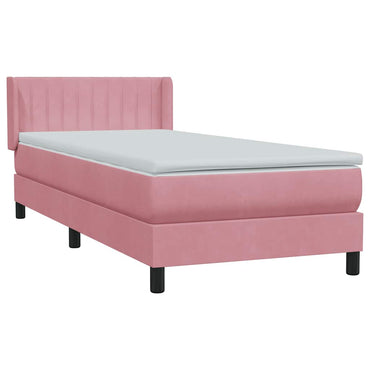 vidaXL Boxspringbett mit Matratze Rosa 90x220 cm Samt