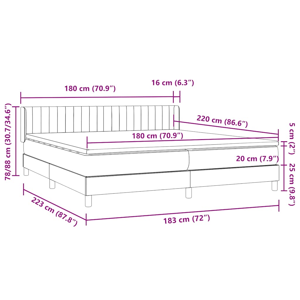 vidaXL Boxspringbett mit Matratze Rosa 180x220 cm Samt