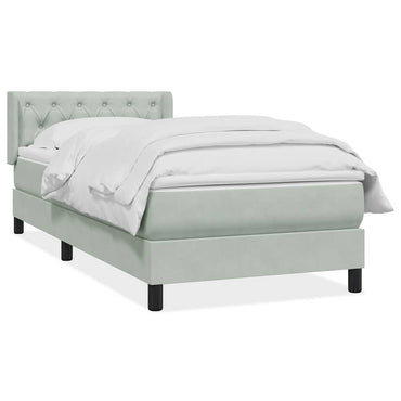 vidaXL Boxspringbett mit Matratze Hellgrau 80x210 cm Samt