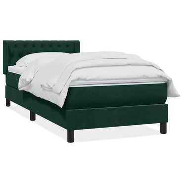 vidaXL Boxspringbett mit Matratze Dunkelgrün 90x210 cm Samt