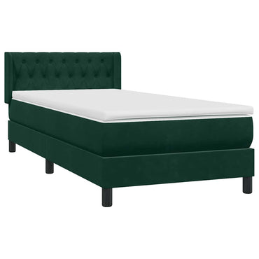vidaXL Boxspringbett mit Matratze Dunkelgrün 90x220 cm Samt
