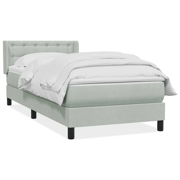 vidaXL Boxspringbett mit Matratze Hellgrau 100x220 cm Samt