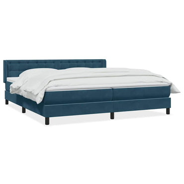 vidaXL Boxspringbett mit Matratze Dunkelblau 180x220 cm Samt