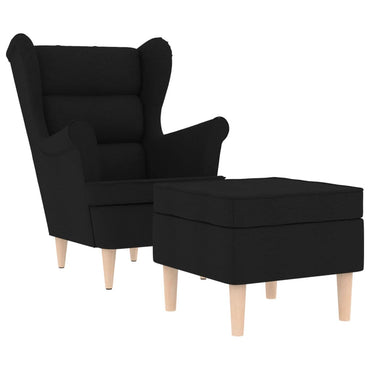 vidaXL Fauteuil avec repose-pieds Noir Tissu