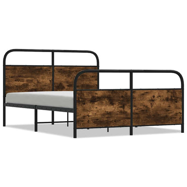 vidaXL Metallbett ohne Matratze Räuchereiche 137x190 cm