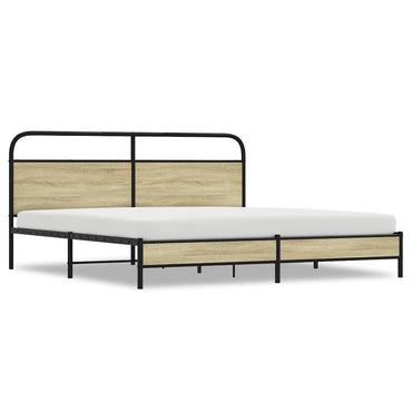 vidaXL Metallbett ohne Matratze Sonoma-Eiche 180x200 cm