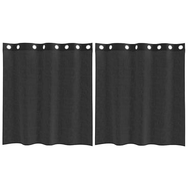 vidaXL Voile Vorhänge mit Ösen 2 Stk. Schwarz 140x140 cm