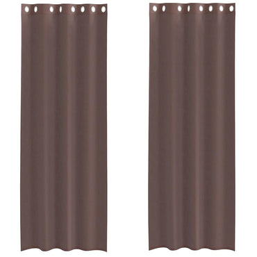 vidaXL Voile Vorhänge mit Ösen 2 Stk. Braun 140x300 cm