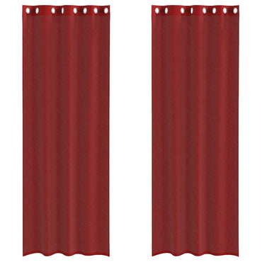 vidaXL Rideaux voiles à œillets 2 pcs Rouge bordeaux