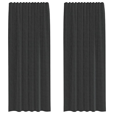 vidaXL Voile Vorhänge mit Stangentaschen 2 Stk. Schwarz