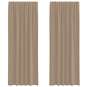 vidaXL Voile Vorhänge mit Stangentaschen 2 Stk. Hellbraun