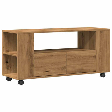 vidaXL Meuble TV à roulettes chêne artisanal 102x34,5x43cm bois d'ingénierie