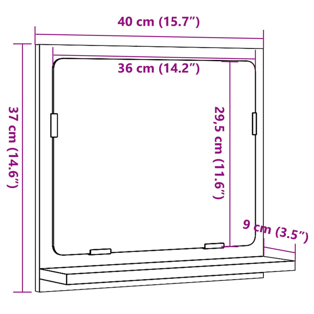 vidaXL Miroir de salle de bain avec étagère chêne artisan 40x11x37 cm bois d'ingénierie