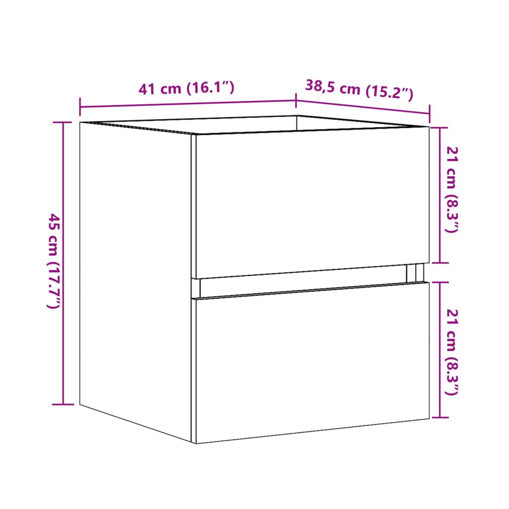 vidaXL Meuble sous lavabo chêne Sonoma 41x38,5x45 cm Aggloméré