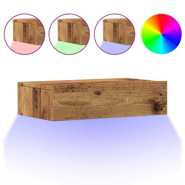 Meuble TV vidaXL avec lumières LED aspect bois de récupération 60x35x15,5 cm