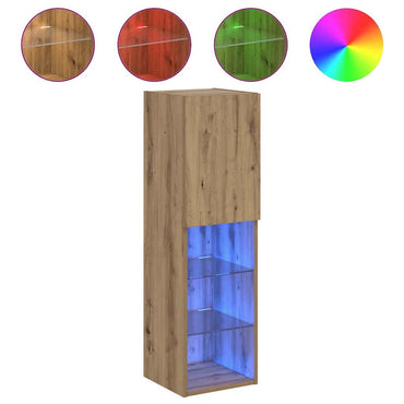 Meuble TV vidaXL avec lumières LED Chêne artisan 30,5x30x102 cm