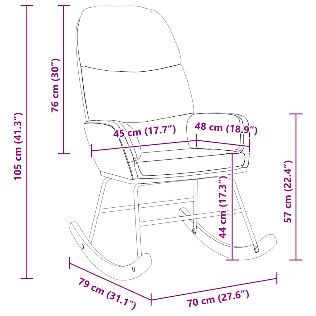 Schaukelstuhl Dunkelgrau Samt