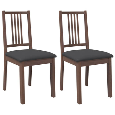 vidaXL Chaises de salle à manger avec coussins 2 pcs Marron Bois d'hévéa massif