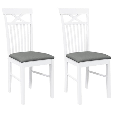 vidaXL Chaises de salle à manger avec coussins 2 pcs Blanc Bois d'hévéa massif