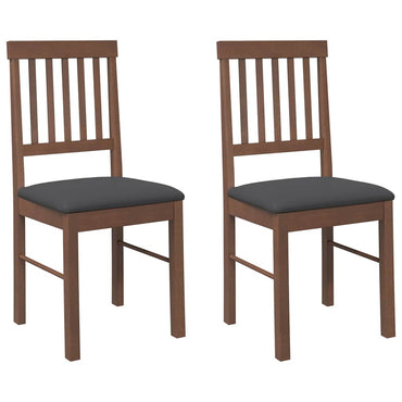 vidaXL Chaises de salle à manger avec coussins 2 pcs Marron Bois d'hévéa massif