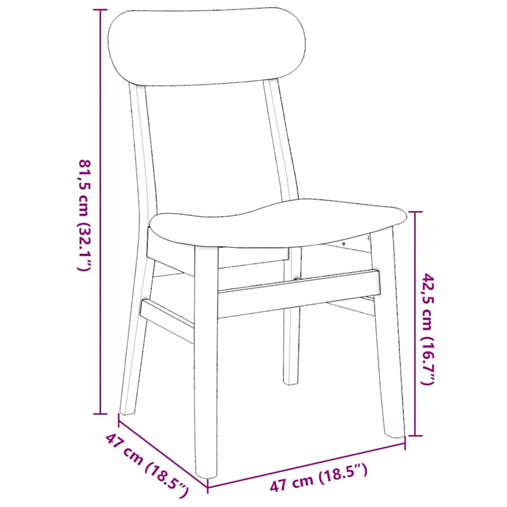 Esszimmerstühle mit Kissen 2 Stk. Weiß Massivholz Gummibaum