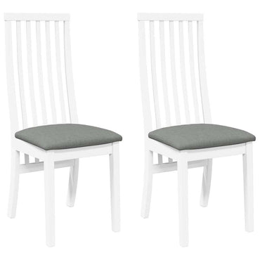 vidaXL Chaises de salle à manger avec coussins 2 pcs Blanc Bois d'hévéa massif