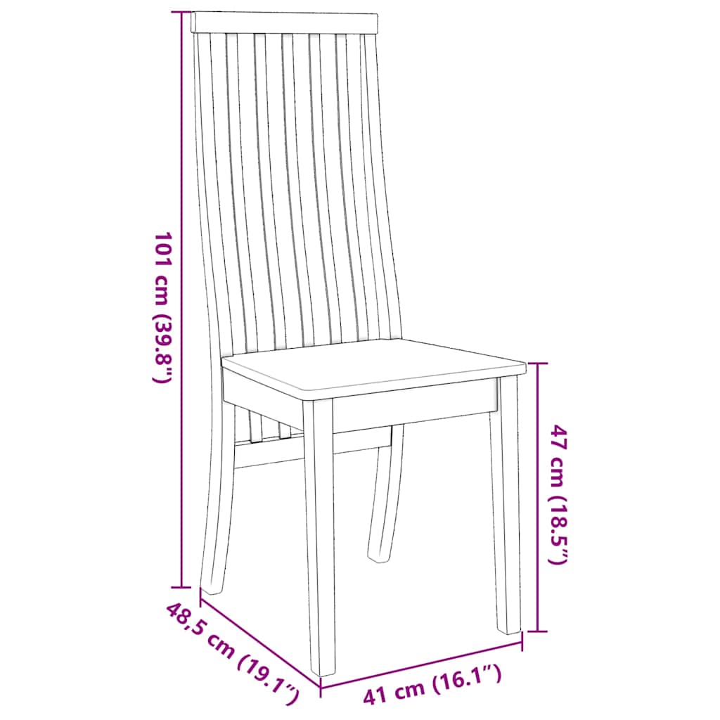 Esszimmerstühle 2 Stk. Weiß Massivholz Gummibaum