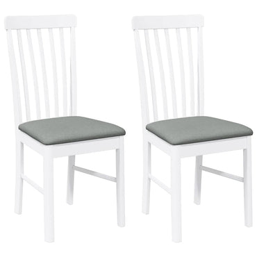 vidaXL Chaises de salle à manger avec coussins 2 pcs Blanc Bois d'hévéa massif