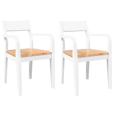 vidaXL Chaises de salle à manger 2 pcs Blanc Bois massif d'hévéa