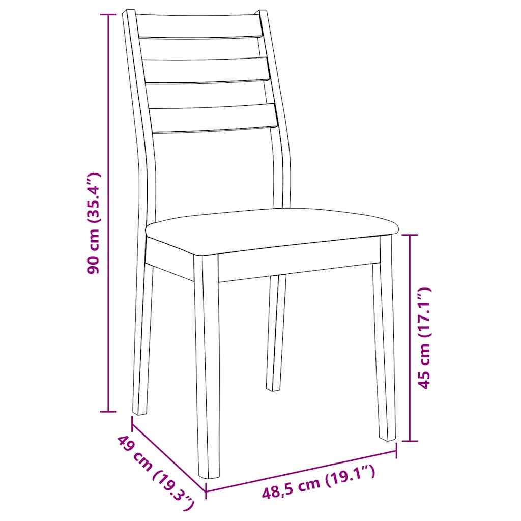 Esszimmerstühle mit Kissen 2 Stk. Weiß Massivholz Gummibaum