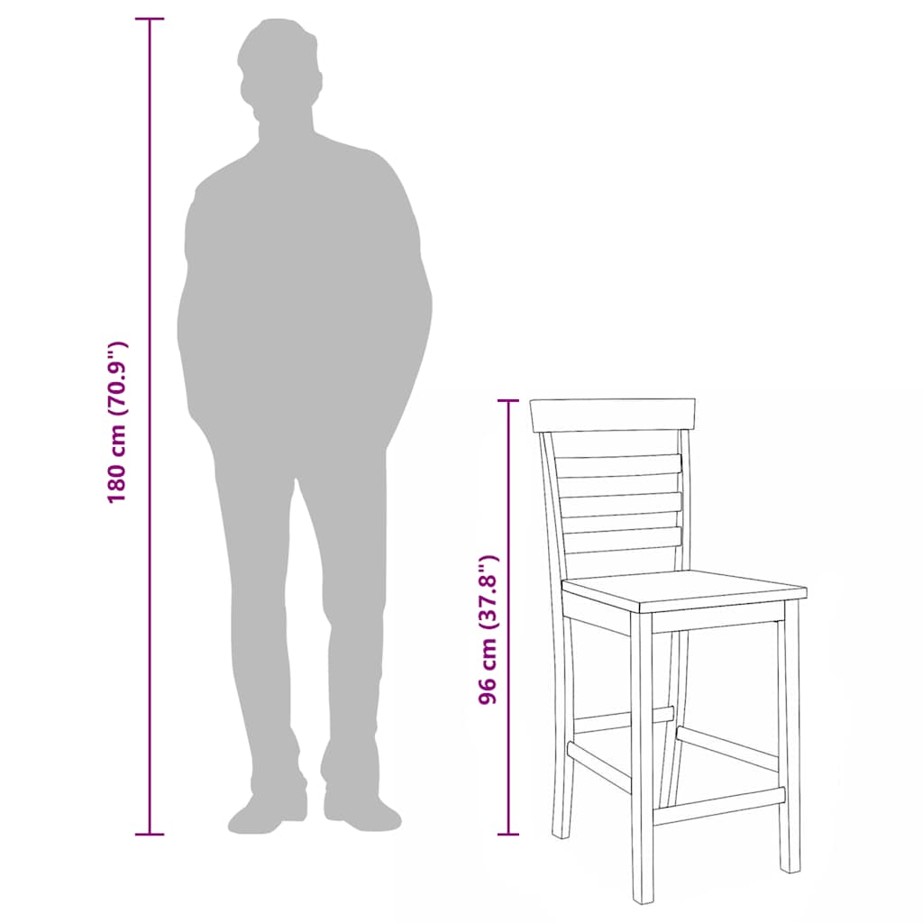 Barhocker 2 Stk. Weiß Massivholz Gummibaum