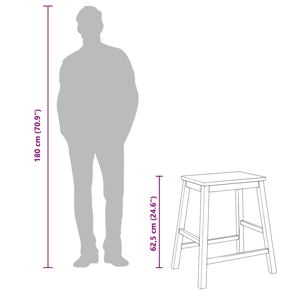 Barstühle 2 Stk. Massivholz Gummibaum