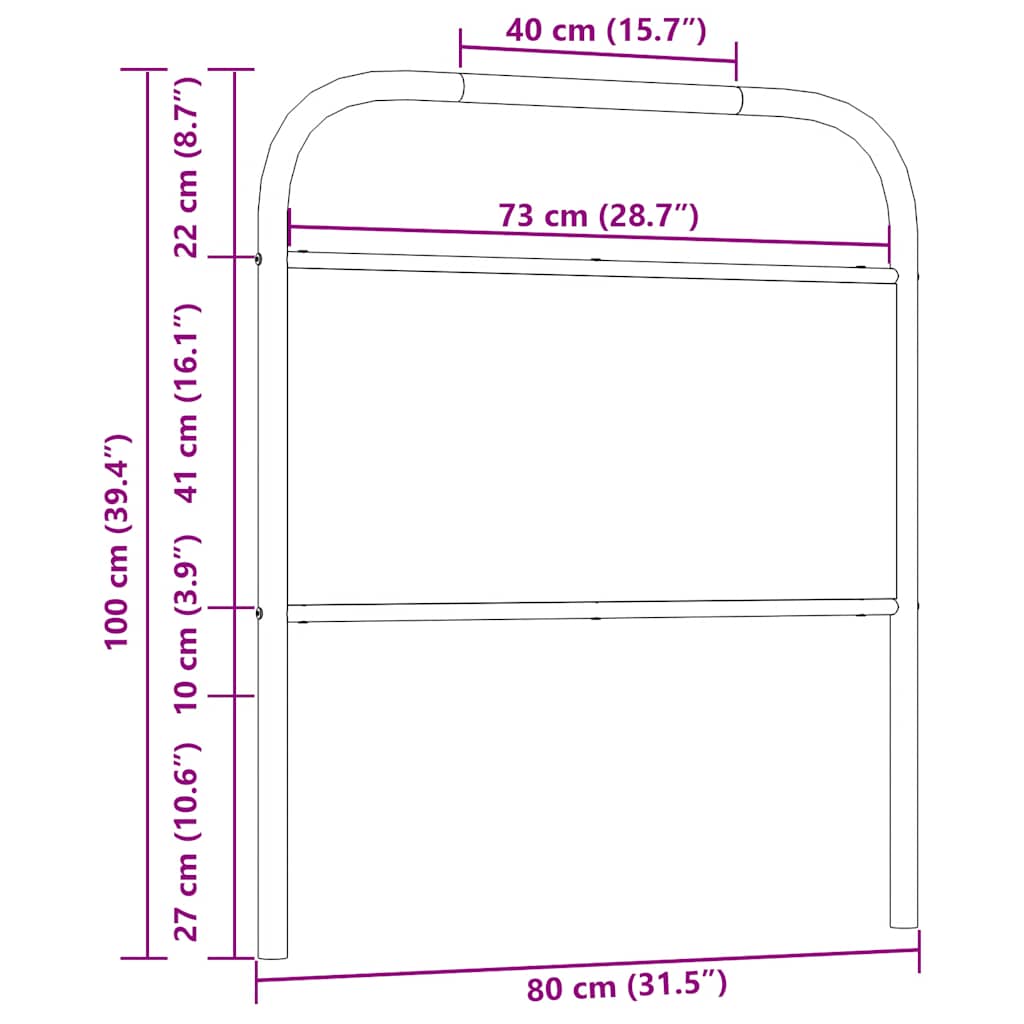 vidaXL Ersatz-Kopfteil Räuchereiche 75 cm Stahl und Holzwerkstoff