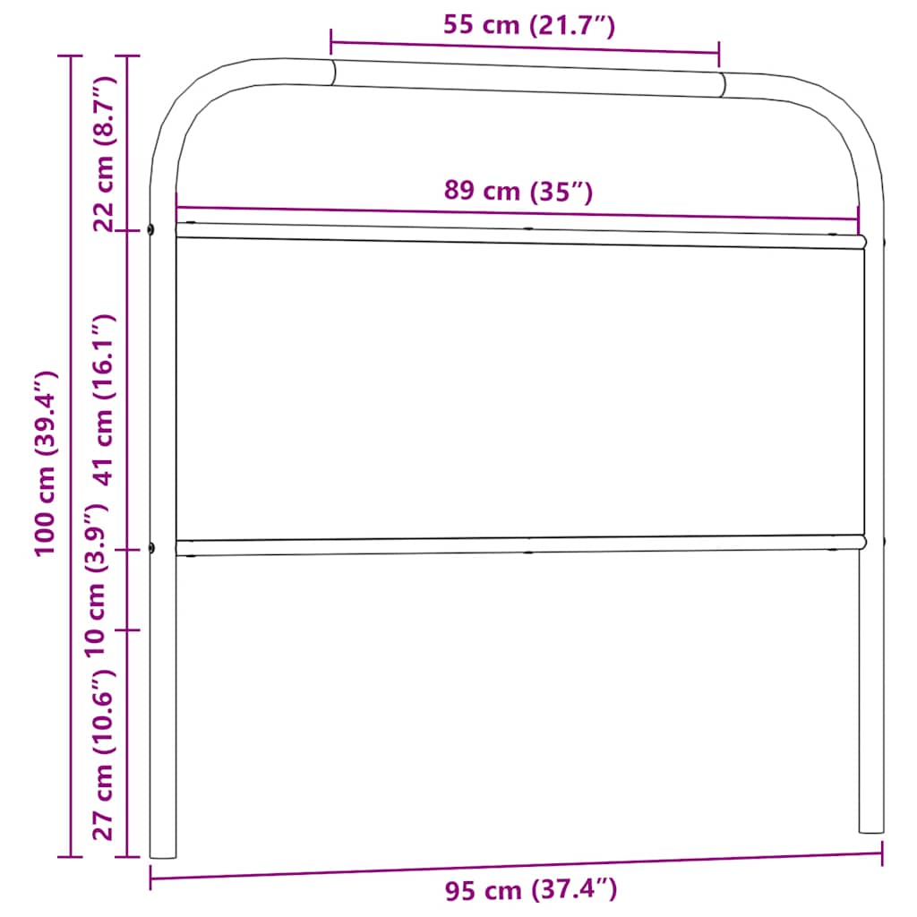 vidaXL Ersatz-Kopfteil Räuchereiche 90 cm Stahl und Holzwerkstoff