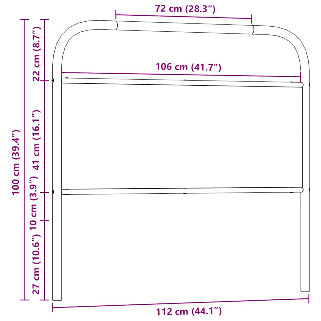 vidaXL Ersatz-Kopfteil Räuchereiche 107 cm Stahl und Holzwerkstoff