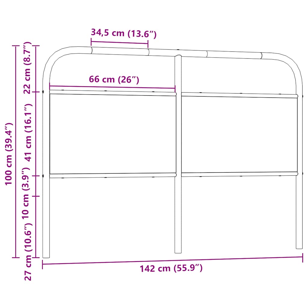 vidaXL Ersatz-Kopfteil Räuchereiche 135 cm Stahl und Holzwerkstoff