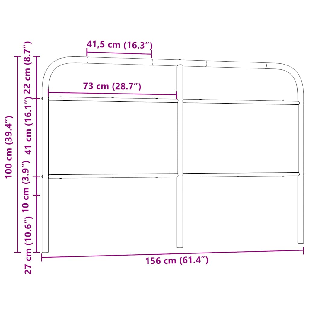vidaXL Kopfteil Räuchereiche 150 cm Stahl und Holzwerkstoff
