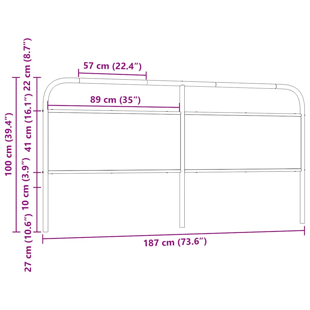 vidaXL Ersatz-Kopfteil Räuchereiche 180 cm Stahl und Holzwerkstoff