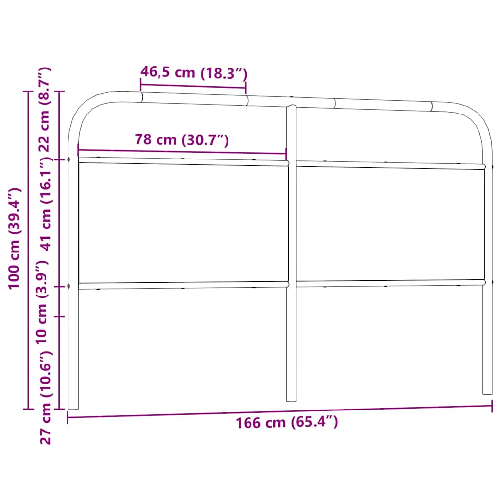 vidaXL Ersatz-Kopfteil Sonoma-Eiche 160 cm Stahl und Holzwerkstoff