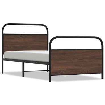 vidaXL Bettgestell ohne Matratze 107x203 cm Braun Eichen-Optik