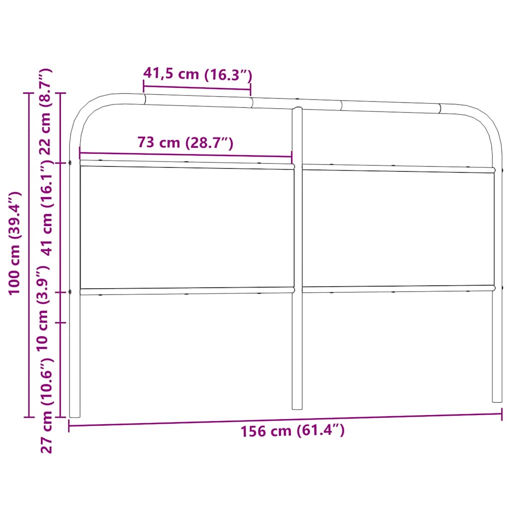 vidaXL Ersatz-Kopfteil Braun Eichen-Optik 150 cm Stahl und Holzwerkstoff