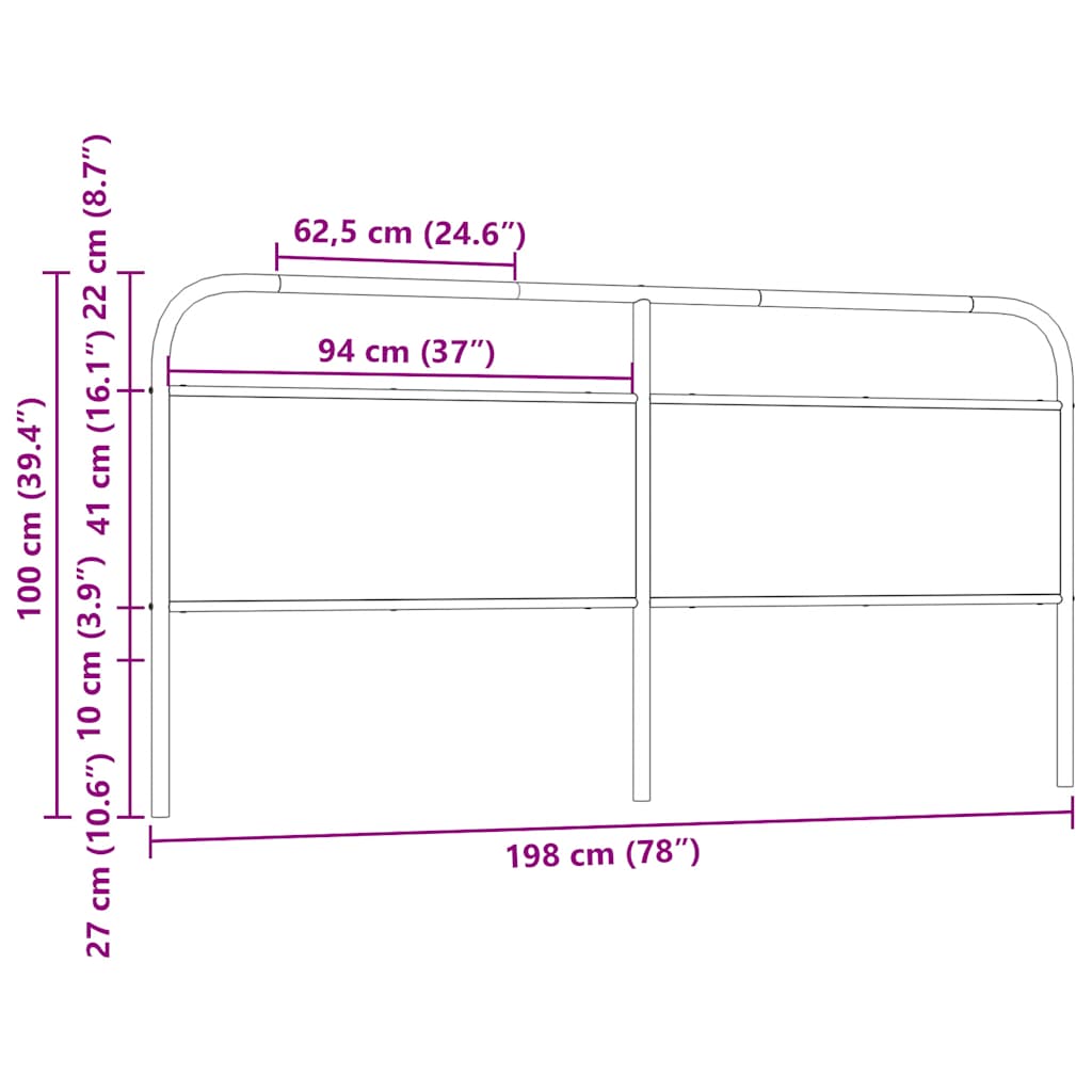 vidaXL Ersatz-Kopfteil Braun Eichen-Optik 190 cm Stahl und Holzwerkstoff